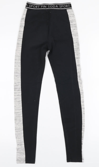 Pink Soda Womens Black  Polyester Capri Leggings Size 4 L25 in