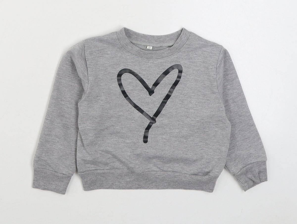 Preworn Girls Grey  Cotton Pullover Sweatshirt Size 2 Years  Pullover