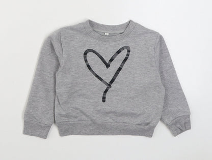 Preworn Girls Grey  Cotton Pullover Sweatshirt Size 2 Years  Pullover