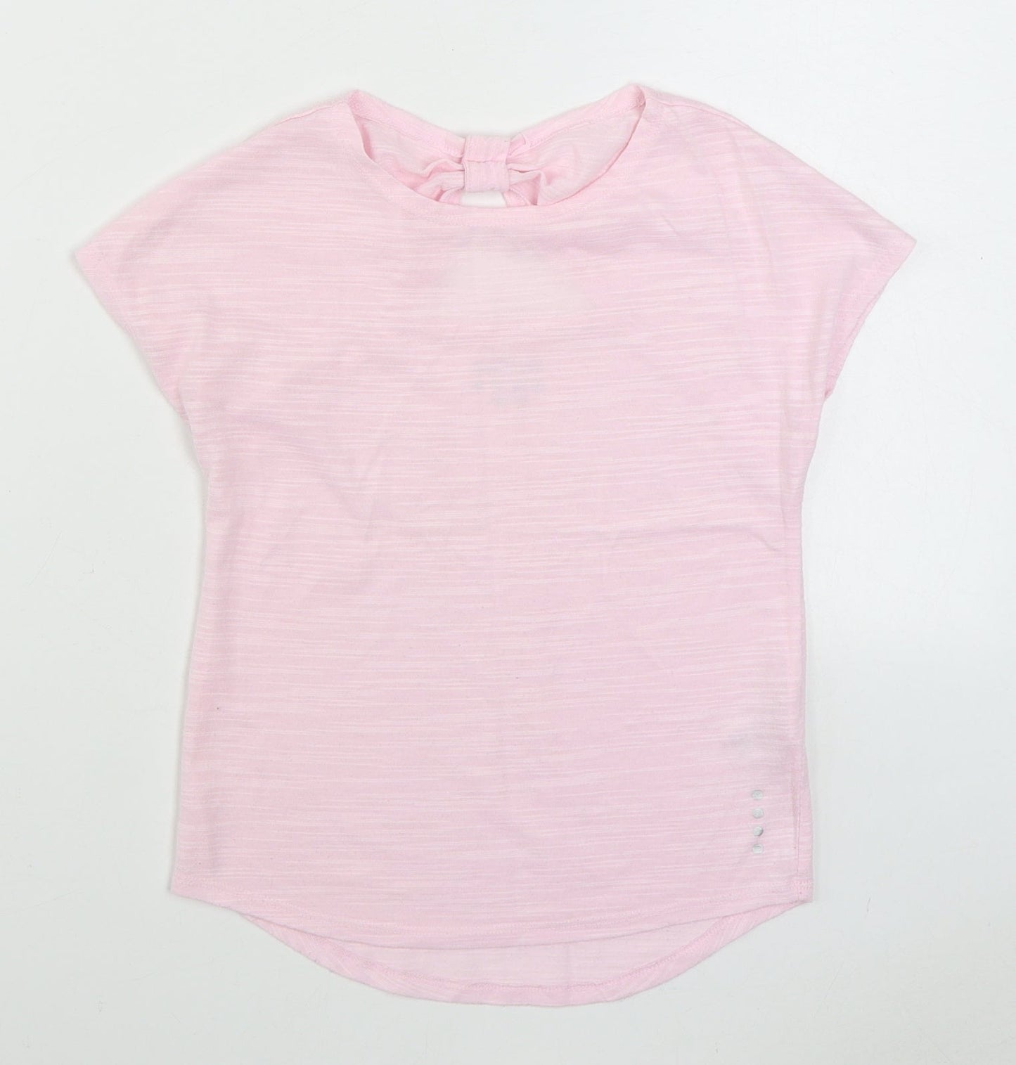 Matalan Girls Pink  Polyester Basic T-Shirt Size 8-9 Years Round Neck Pullover