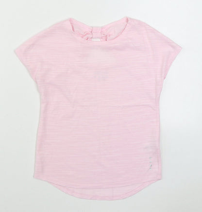 Matalan Girls Pink  Polyester Basic T-Shirt Size 8-9 Years Round Neck Pullover