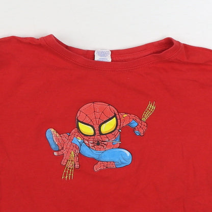 JHK Boys Red  100% Cotton Basic T-Shirt Size 7-8 Years Round Neck Pullover - Spider-Man