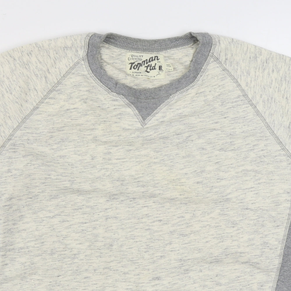 Topman Mens Grey  Cotton Pullover Sweatshirt Size M