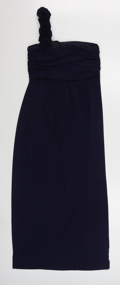Valerie Bertinelli Womens Blue  Polyester Maxi  Size 10  Off the Shoulder Zip
