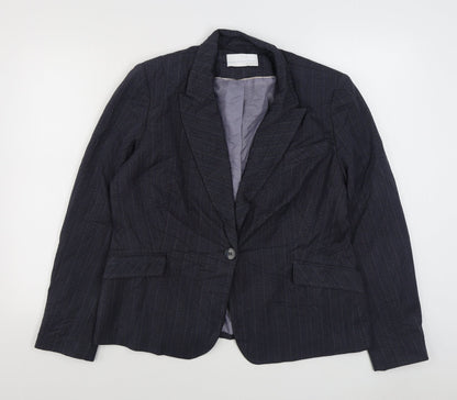 AMARANTO Womens Blue Striped  Jacket Blazer Size 18  Button