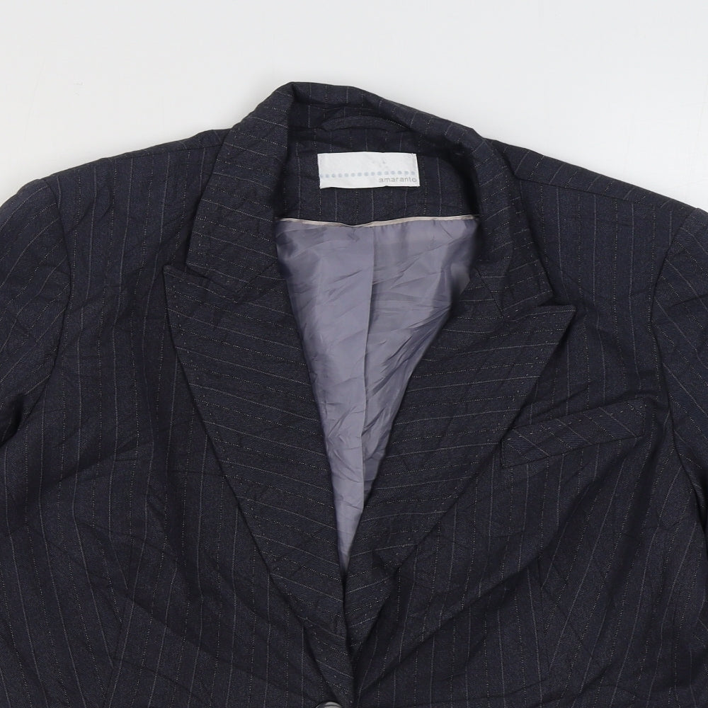 AMARANTO Womens Blue Striped  Jacket Blazer Size 18  Button