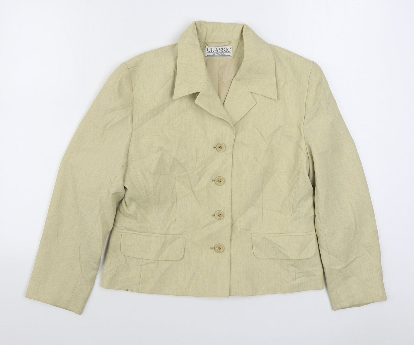 Classic Womens Beige   Jacket Blazer Size 12  Button