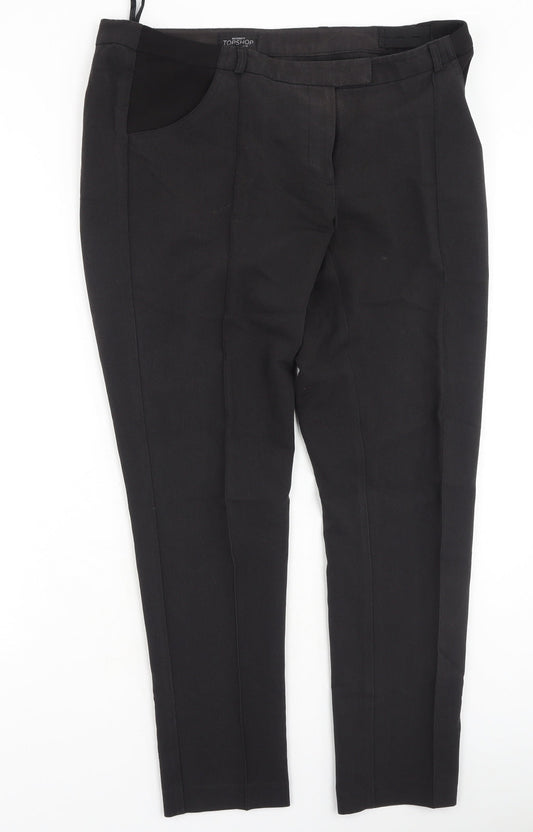 Topshop Womens Black  Polyester Trousers  Size 10 L26 in Regular