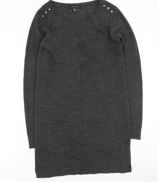 Primark  Womens Grey Round Neck  Acrylic Pullover Jumper Size 6