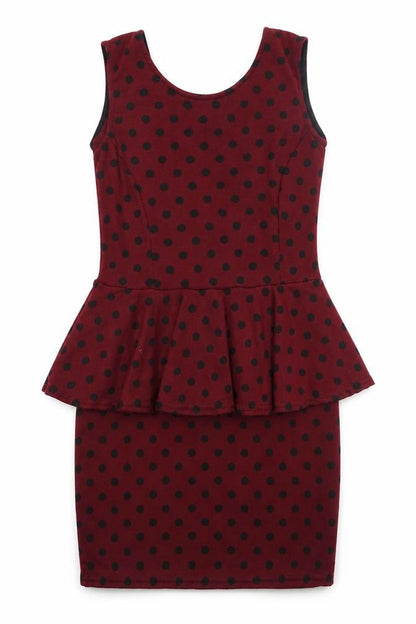 Club L Womens Red Polka Dot Polyester Bodycon  Size 12  Round Neck