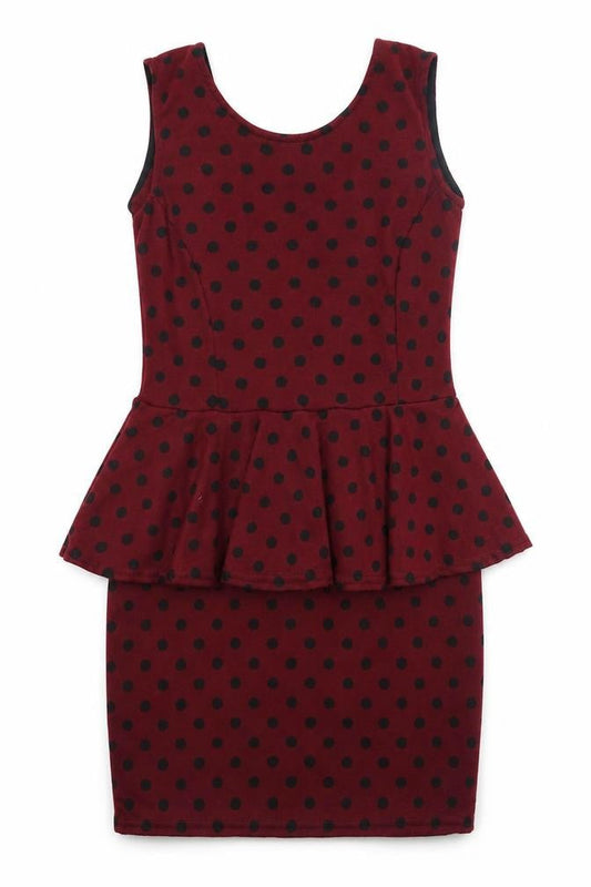 Club L Womens Red Polka Dot Polyester Bodycon  Size 12  Round Neck