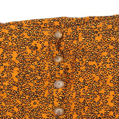 Papaya Womens Orange Animal Print Viscose Flare Skirt Size 8