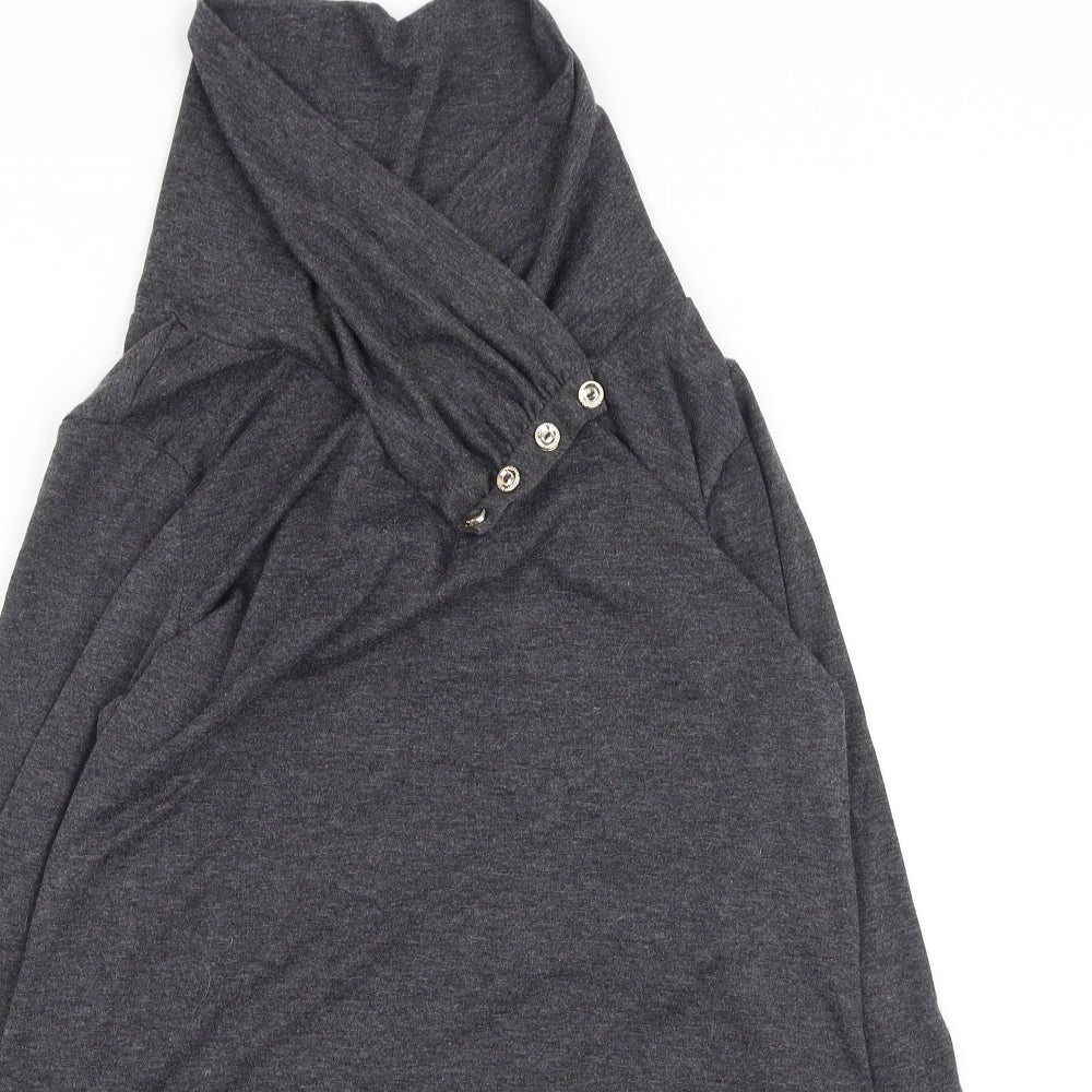 Womens UK Size L Fashion Grey Basic Blouse