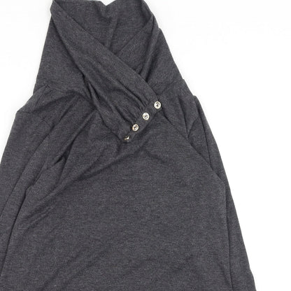 Womens UK Size L Fashion Grey Basic Blouse