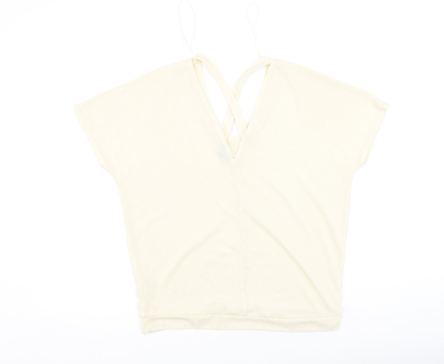Womens UK Size 6 River Island Beige Basic T-Shirt