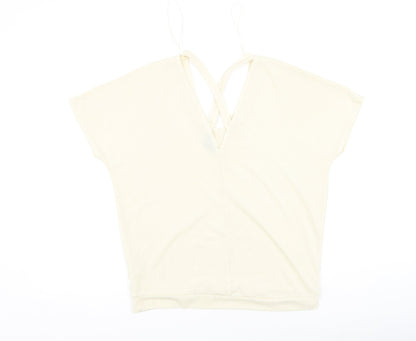 Womens UK Size 6 River Island Beige Basic T-Shirt