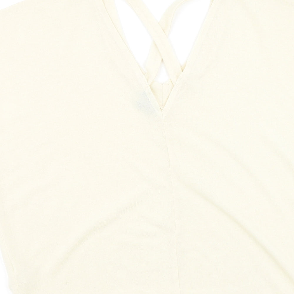 Womens UK Size 6 River Island Beige Basic T-Shirt