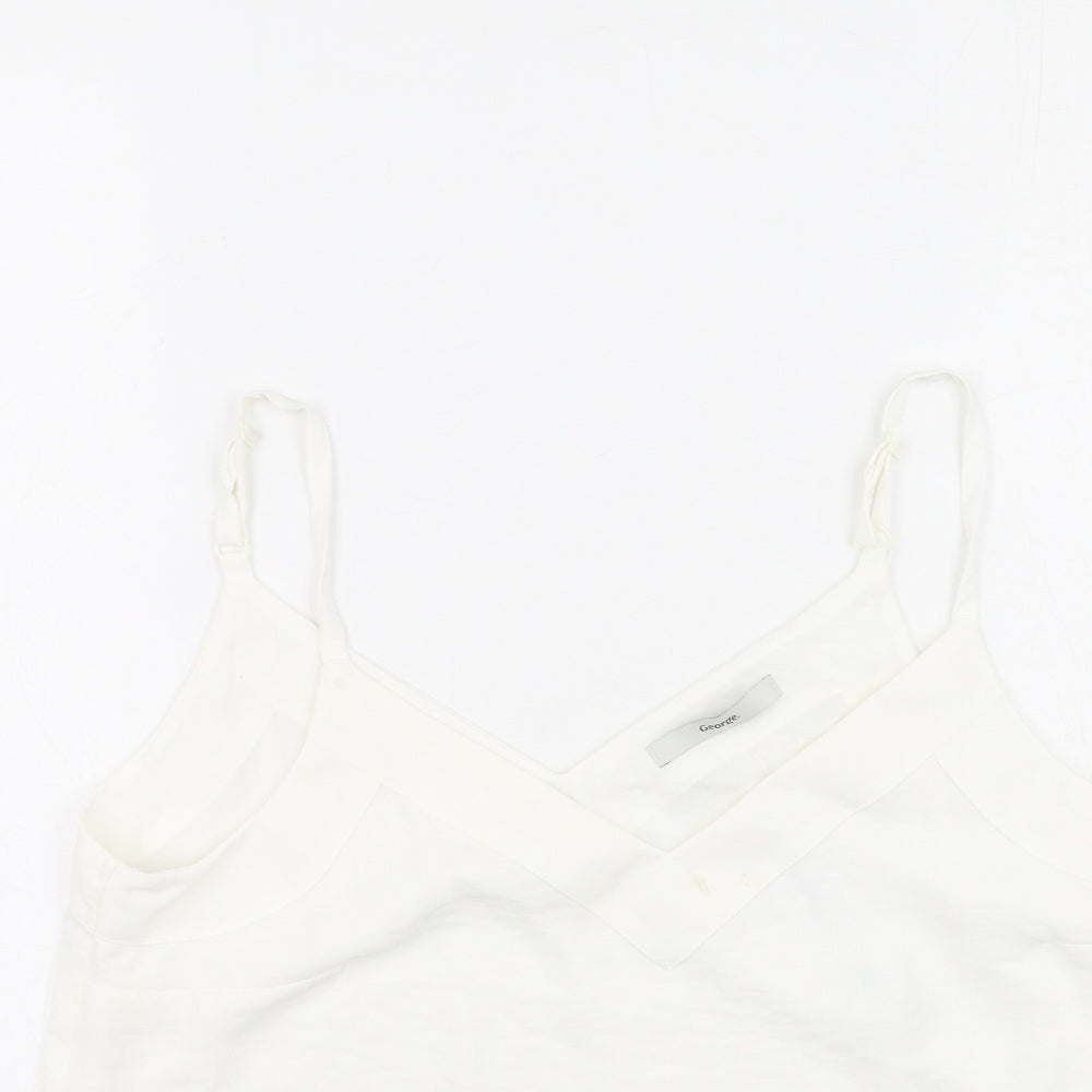 George  Womens Ivory  Polyester Camisole Tank Size 10 Round Neck