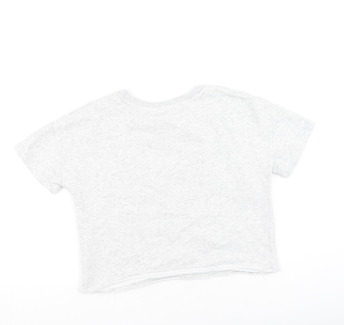 Preworn Girls Grey  Cotton Basic Casual Size 11 Years Round Neck