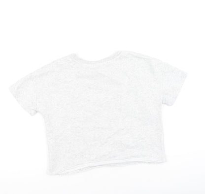 Preworn Girls Grey  Cotton Basic Casual Size 11 Years Round Neck