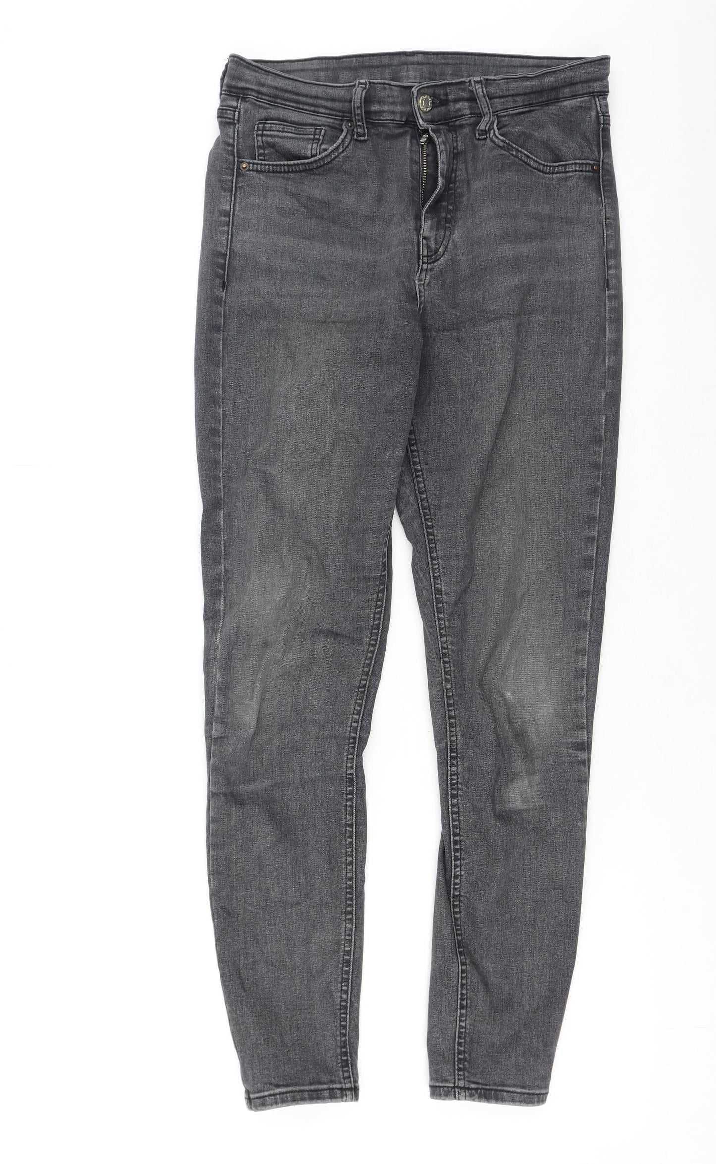 Topshop Womens Grey  Cotton Skinny Jeans Size 28 L32 in Regular