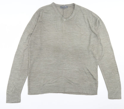 Marks and Spencer Mens Brown V-Neck  Acrylic Pullover Jumper Size M