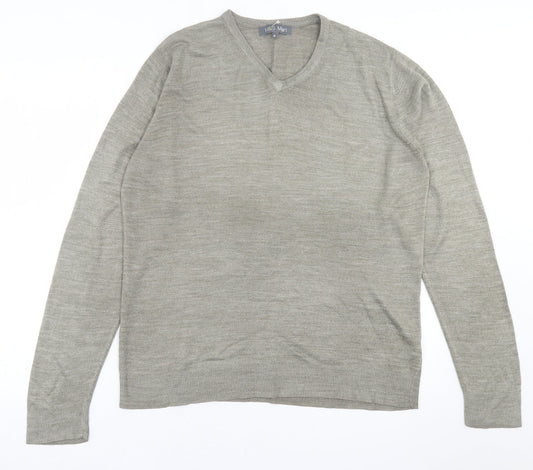 Marks and Spencer Mens Brown V-Neck  Acrylic Pullover Jumper Size M