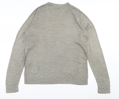 Marks and Spencer Mens Brown V-Neck  Acrylic Pullover Jumper Size M