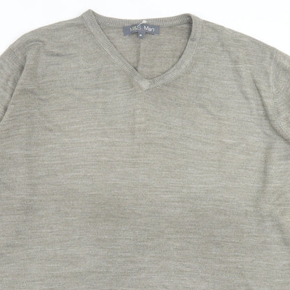 Marks and Spencer Mens Brown V-Neck  Acrylic Pullover Jumper Size M