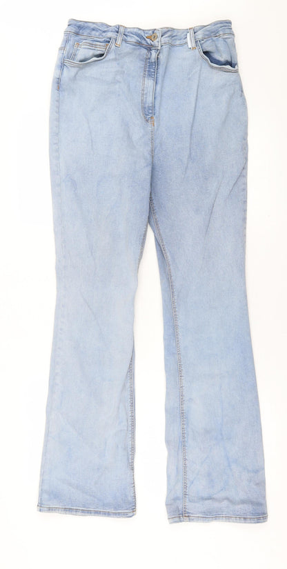 COLLUSION Womens Blue  Cotton Bootcut Jeans Size 34 in L30 in Regular Button