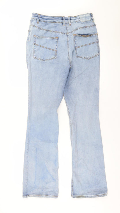 COLLUSION Womens Blue  Cotton Bootcut Jeans Size 34 in L30 in Regular Button