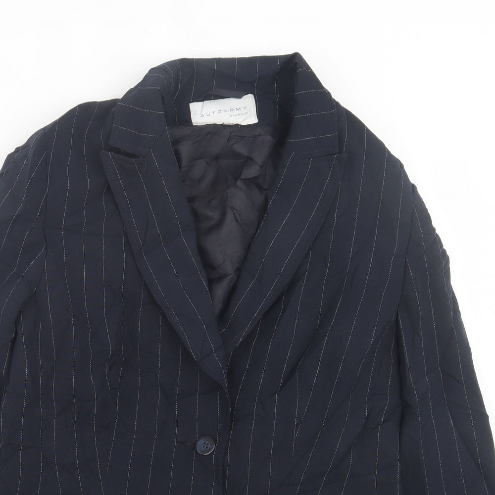 Autonomy Womens Blue Striped  Jacket Blazer Size 12  Button