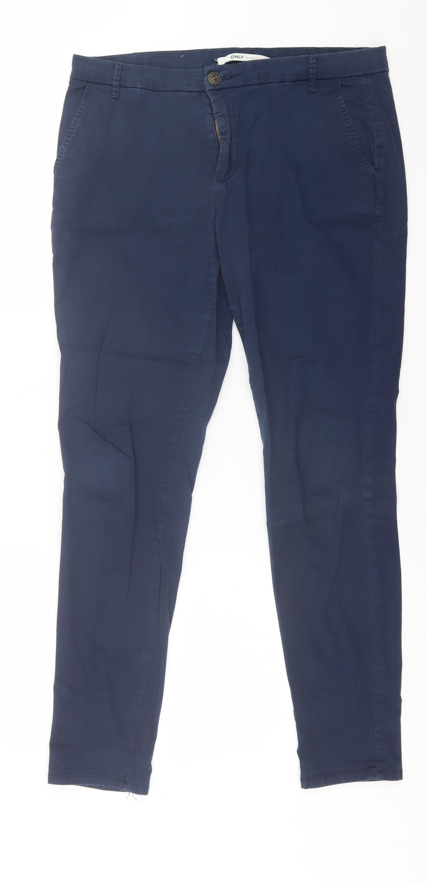 Only Womens Blue  Cotton Trousers  Size 12 L29 in Regular Button