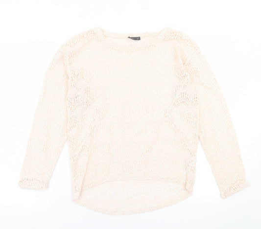 Womens UK Size 10 Topshop Ivory Basic T-Shirt