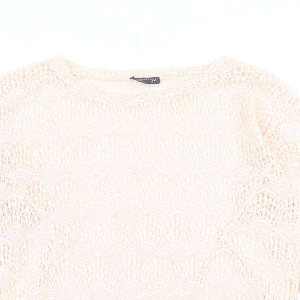 Womens UK Size 10 Topshop Ivory Basic T-Shirt