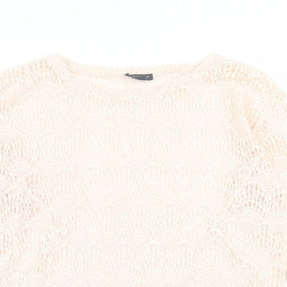 Womens UK Size 10 Topshop Ivory Basic T-Shirt