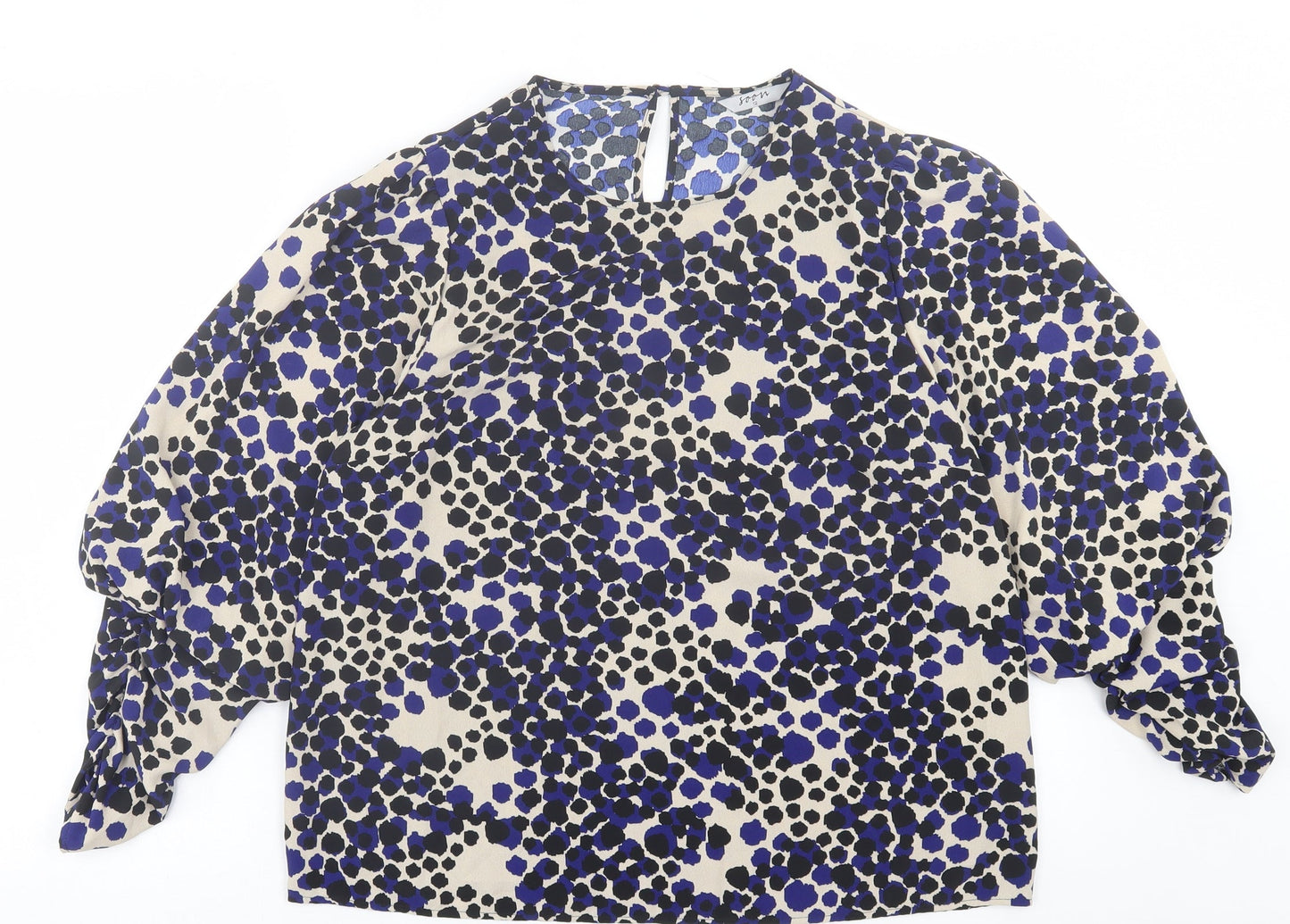 Womens UK Size 12 Soon Blue Basic Blouse