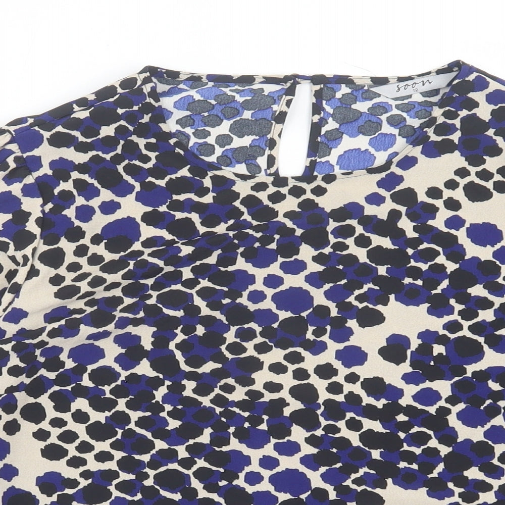 Womens UK Size 12 Soon Blue Basic Blouse