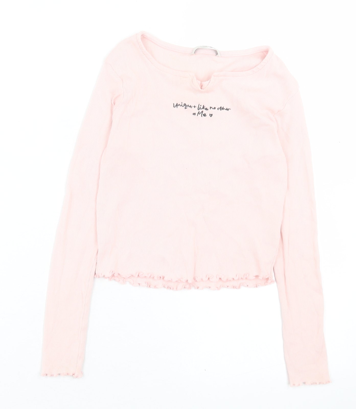 George Girls Pink  Cotton Cropped Casual Size 10-11 Years V-Neck Pullover