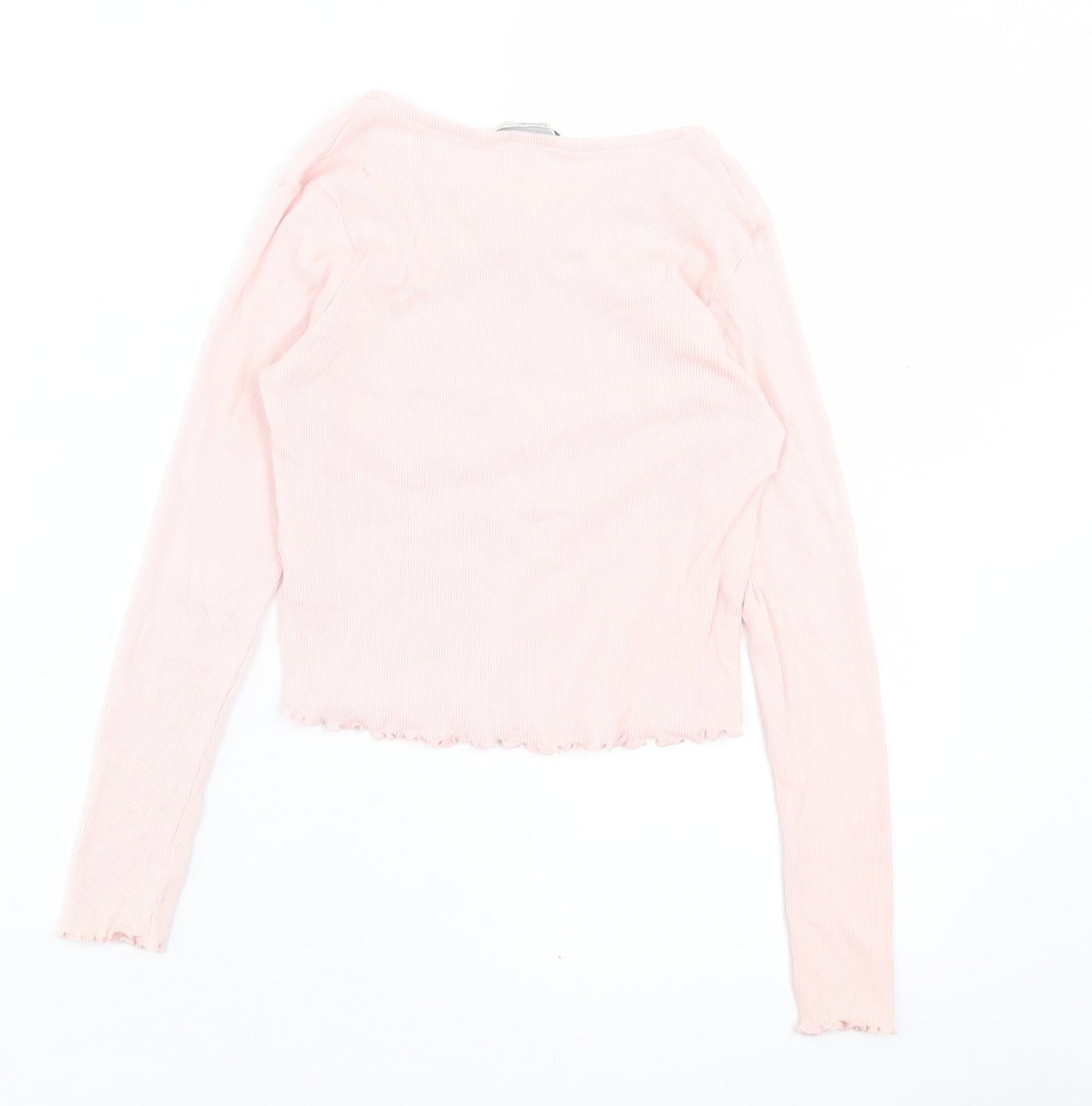George Girls Pink  Cotton Cropped Casual Size 10-11 Years V-Neck Pullover
