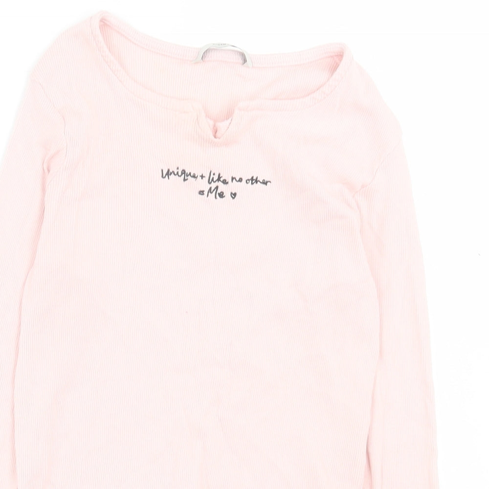 George Girls Pink  Cotton Cropped Casual Size 10-11 Years V-Neck Pullover