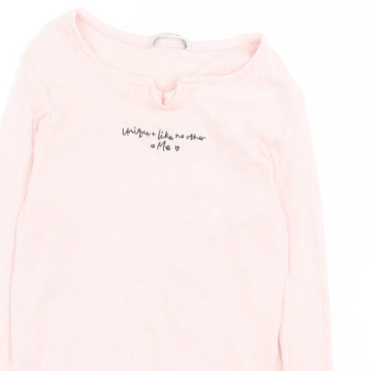 George Girls Pink  Cotton Cropped Casual Size 10-11 Years V-Neck Pullover