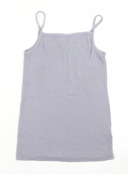 Boohoo Womens Purple  Cotton Basic Tank Size 10 Square Neck