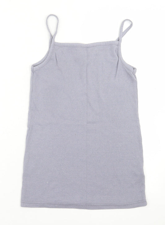 Boohoo Womens Purple  Cotton Basic Tank Size 10 Square Neck