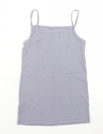 Boohoo Womens Purple  Cotton Basic Tank Size 10 Square Neck