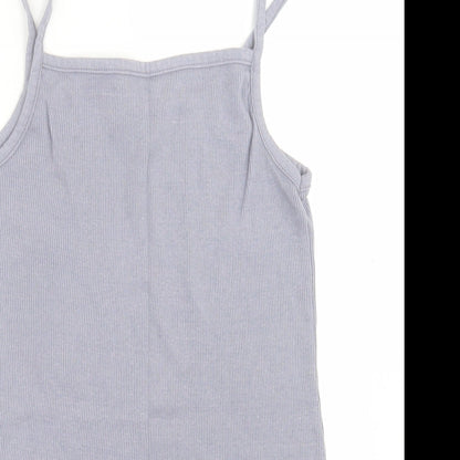 Boohoo Womens Purple  Cotton Basic Tank Size 10 Square Neck