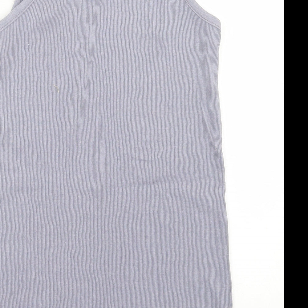 Boohoo Womens Purple  Cotton Basic Tank Size 10 Square Neck