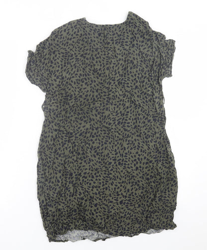 New Look Womens Green Animal Print Viscose A-Line  Size 8  V-Neck Pullover