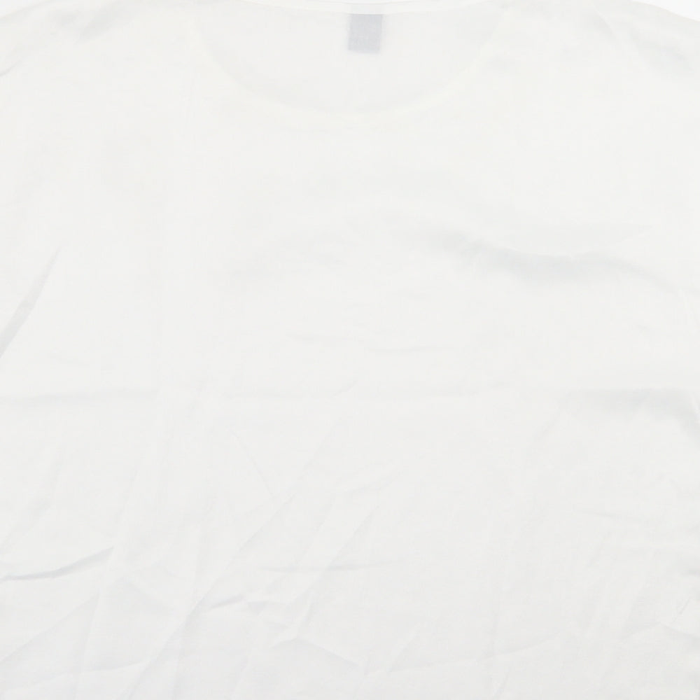 SheIn Womens White  Polyester Basic T-Shirt Size L Crew Neck