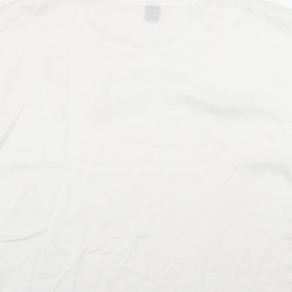 SheIn Womens White  Polyester Basic T-Shirt Size L Crew Neck